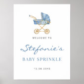 Waterverf Blauw  kinderwagen Jongen Baby Sprinkle Poster (Voorkant)