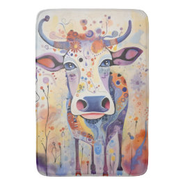 Waterverf Blauw kleurrijke grillige Koe Bubble Sof Badmat