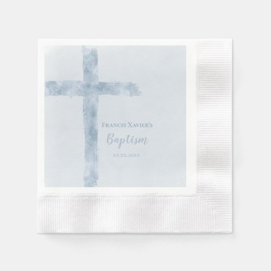 waterverf blauw kruis Baptisme Servet (Voorkant)
