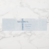 waterverf blauw kruis Baptisme Waterfles Etiket (Enkel label)