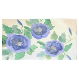 Waterverf blauw kussensloop