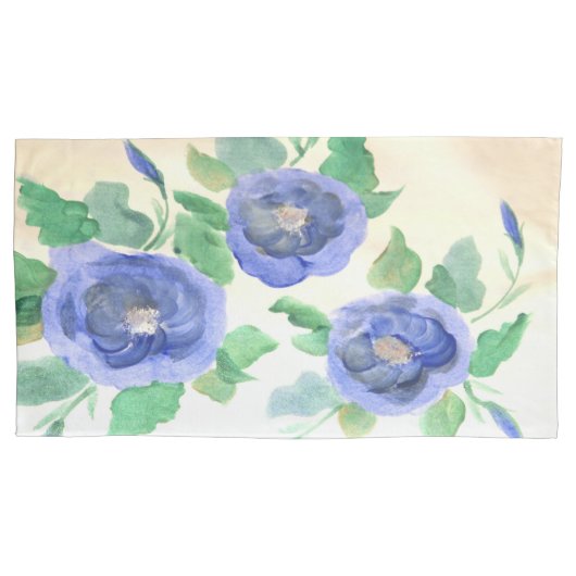 Waterverf blauw kussensloop (Voorkant-Links)