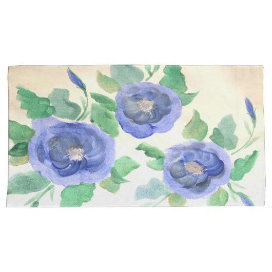 Waterverf blauw kussensloop (Voorkant-Rechts)