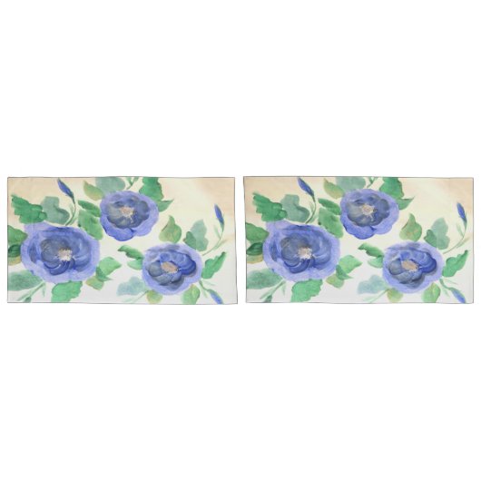 Waterverf blauw kussensloop (Achterkant-Set)