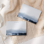 Waterverf Blauw Landschap Monogram Opmerking Kaart Notitiekaartje