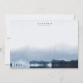 Waterverf Blauw Landschap Monogram Opmerking Kaart Notitiekaartje (Voorkant)