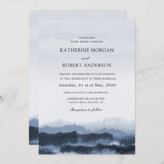 Waterverf blauw landschap natuur geïnspireerd Brui Kaart (Voorkant / Achterkant)