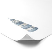 Waterverf blauw licht huis print (Hoek)