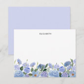Waterverf Blauw Lila Hydrangeas Gepersonaliseerd Notitiekaartje (Voorkant / Achterkant)