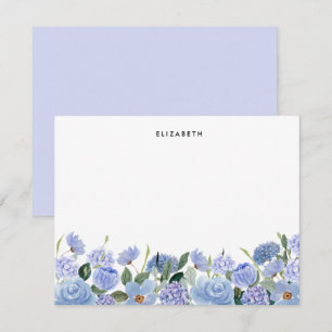 Waterverf Blauw Lila Hydrangeas Gepersonaliseerd Notitiekaartje