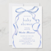 Waterverf blauw lint Baby shower Kaart (Voorkant)