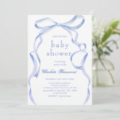 Waterverf blauw lint Baby shower Kaart (Staand voorkant)