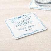 Waterverf blauw lint Baby shower Kartonnen Onderzetters (Schuin)