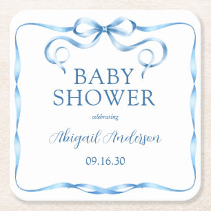 Waterverf blauw lint Baby shower Kartonnen Onderzetters