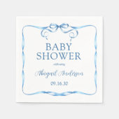 Waterverf blauw lint Baby shower Servet (Voorkant)