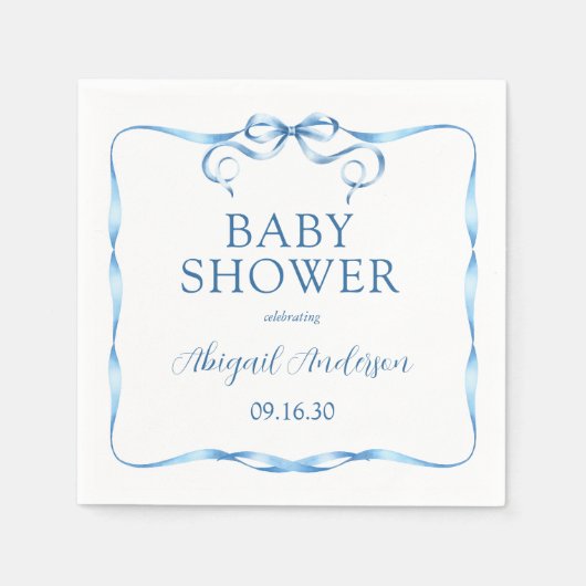 Waterverf blauw lint Baby shower Servet (Voorkant)