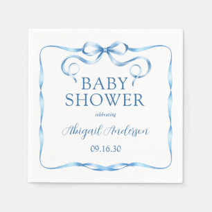 Waterverf blauw lint Baby shower Servet