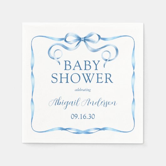 Waterverf blauw lint Baby shower Servet (Voorkant)