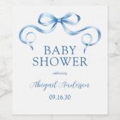 Waterverf blauw lint Baby shower Wijn Etiket (Enkel label)