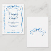 Waterverf Blauw Lint Luier Raffle Informatiekaartje (Voorkant / Achterkant)
