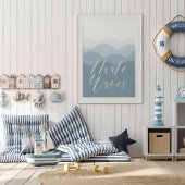 Waterverf blauw maken golven poster