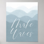 Waterverf blauw maken golven poster (Voorkant)