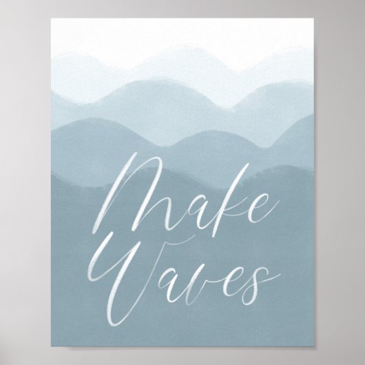Waterverf blauw maken golven poster (Voorkant)