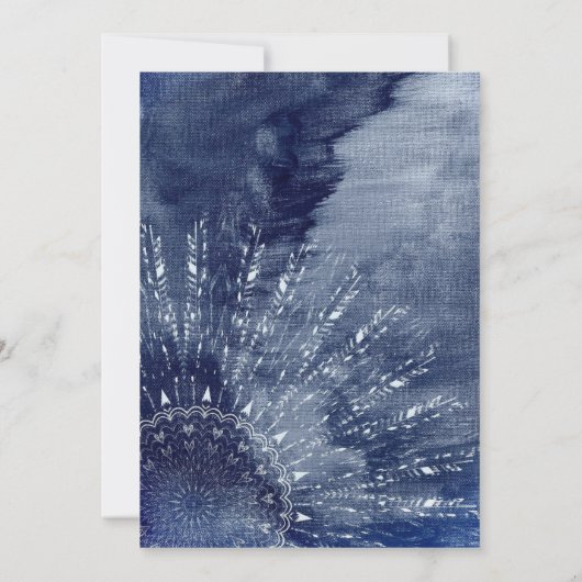 Waterverf Blauw Mandala 21e Verjaardagsuitnodiging Kaart (Achterkant)