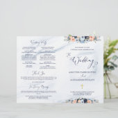 Waterverf Blauw Marmer Bloemen Bruiloft Mass Progr (Staand voorkant)