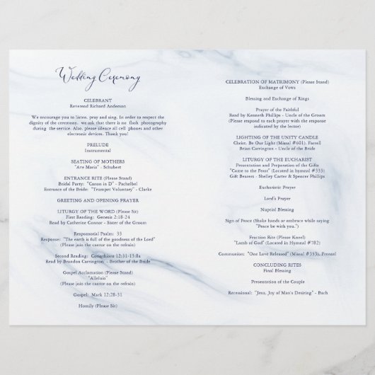 Waterverf Blauw Marmer Bloemen Bruiloft Mass Progr (Achterkant)