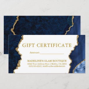 Waterverf Blauw Marmer Goud Cadeaubon