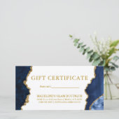 Waterverf Blauw Marmer Goud Cadeaubon (Staand voorkant)