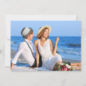 Waterverf Blauw Marmer Goud Foto Bruiloft Kaart (Achterkant)