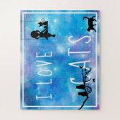 Waterverf blauw melkmeisje en katten legpuzzel (Verticaal)