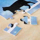 Waterverf blauw melkmeisje en katten legpuzzel (Zijkant)