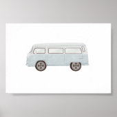 Waterverf blauw mini-busje poster (Voorkant)