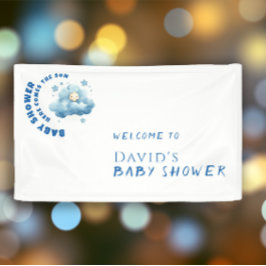 Waterverf blauw minimalistisch baby shower jongen  spandoek