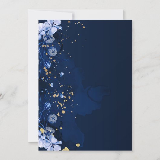 Waterverf Blauw Minimalistisch Rustiek Bloemen Bru Kaart (Achterkant)