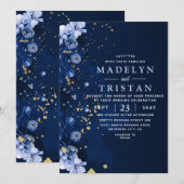 Waterverf Blauw Minimalistisch Rustiek Bloemen Bru Kaart (Voorkant / Achterkant)