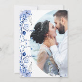 Waterverf Blauw Minimalistisch Rustiek Bloemen Bru Kaart (Achterkant)