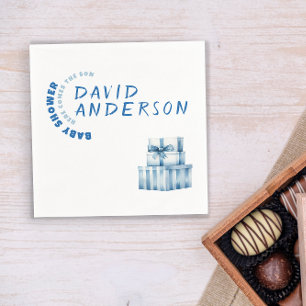 Waterverf blauw minimalistische baby shower jongen servet