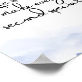 Waterverf Blauw Minimalistische Motivatie Quote Poster (Hoek)