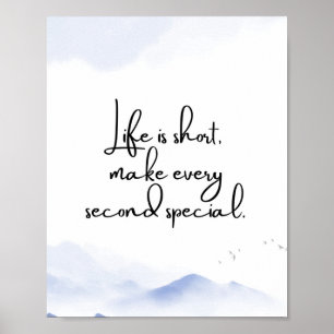 Waterverf Blauw Minimalistische Motivatie Quote Poster