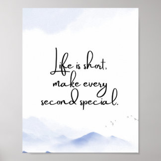 Waterverf Blauw Minimalistische Motivatie Quote Poster