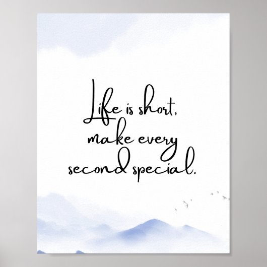 Waterverf Blauw Minimalistische Motivatie Quote Poster (Voorkant)