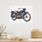 Waterverf  Blauw Motorcycle Poster (Keuken)