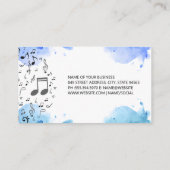 Waterverf blauw | Muzieknoten Visitekaartje (Achterkant)