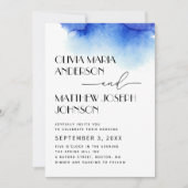 Waterverf blauw nautisch modern eenvoudig bruiloft kaart (Voorkant)