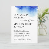 Waterverf blauw nautisch modern eenvoudig bruiloft kaart (Staand voorkant)