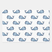 Waterverf blauw nautisch patroon. Vis, walvis Inpakpapier Vel (Voorkant 3)